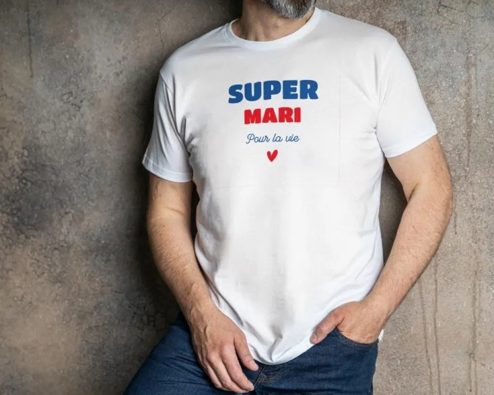 Tee shirt personnalisé homme - Super Mari|Cadeaux.com Online