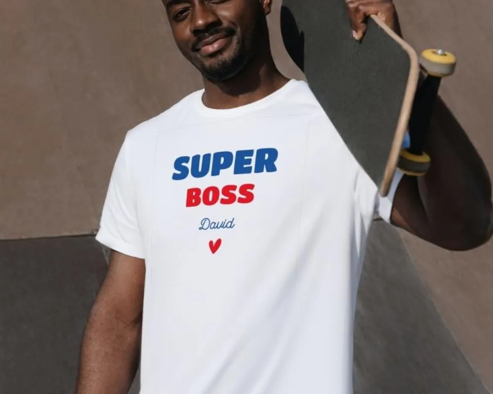 Tee shirt personnalisé homme - Super Boss|Cadeaux.com
