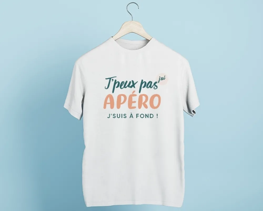 Tee shirt personnalisé homme - J'peux pas j'ai apéro|Cadeaux.com Best