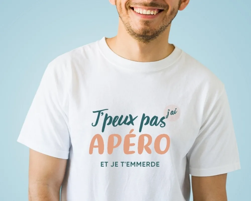 Tee shirt personnalisé homme - J'peux pas j'ai apéro|Cadeaux.com Best