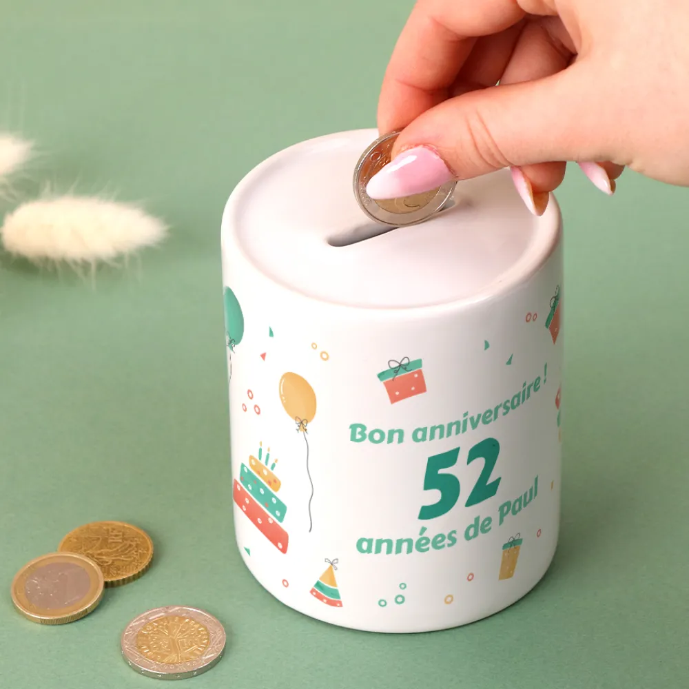 Tirelire personnalisée - Anniversaire|Cadeaux.com