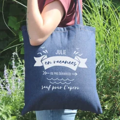 Tote bag en jean personnalisé - En vacances|Cadeaux.com