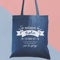 Tote bag en jean personnalisé - En vacances|Cadeaux.com