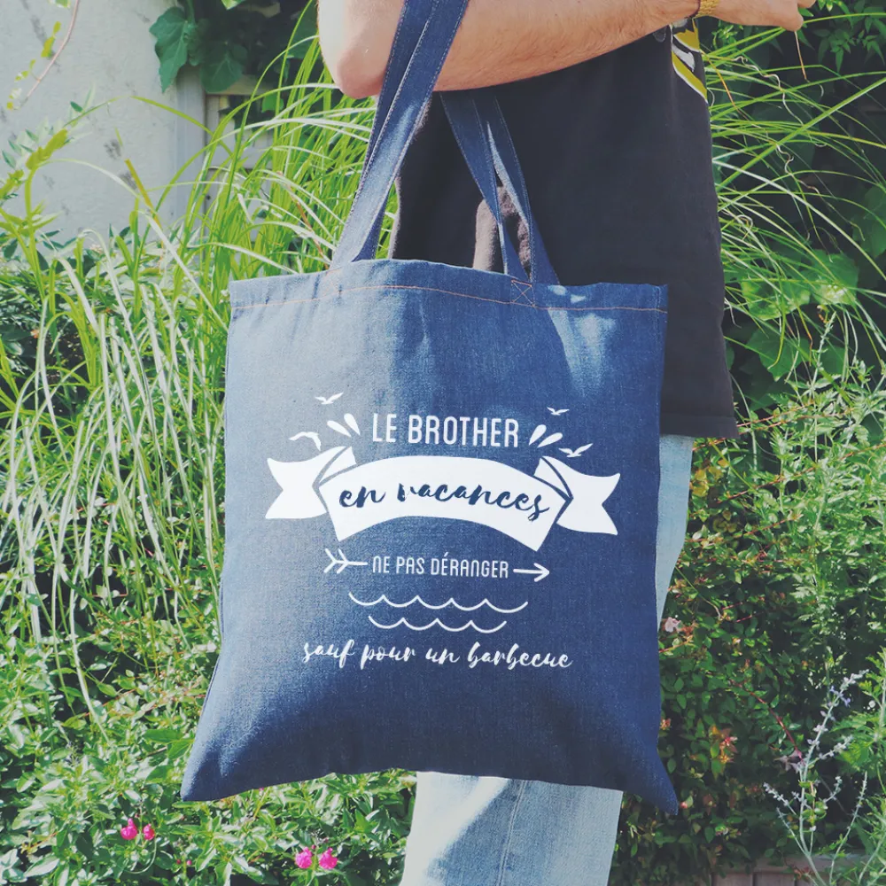 Tote bag en jean personnalisé - En vacances|Cadeaux.com