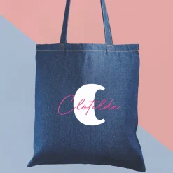Tote bag en jean personnalisé - Initiales|Cadeaux.com Outlet