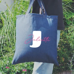 Tote bag en jean personnalisé - Initiales|Cadeaux.com Outlet