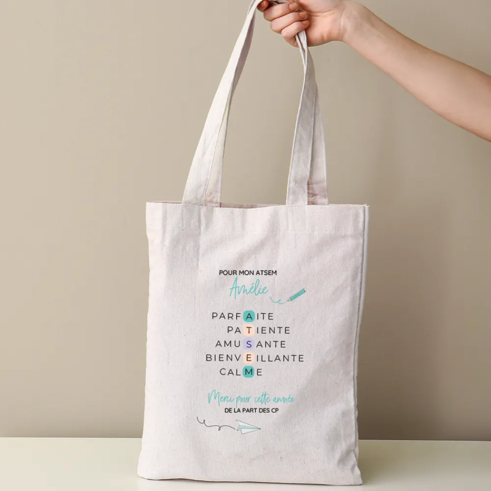Tote bag personnalisé - Acrostiche ATSEM/AESH|Cadeaux.com Outlet