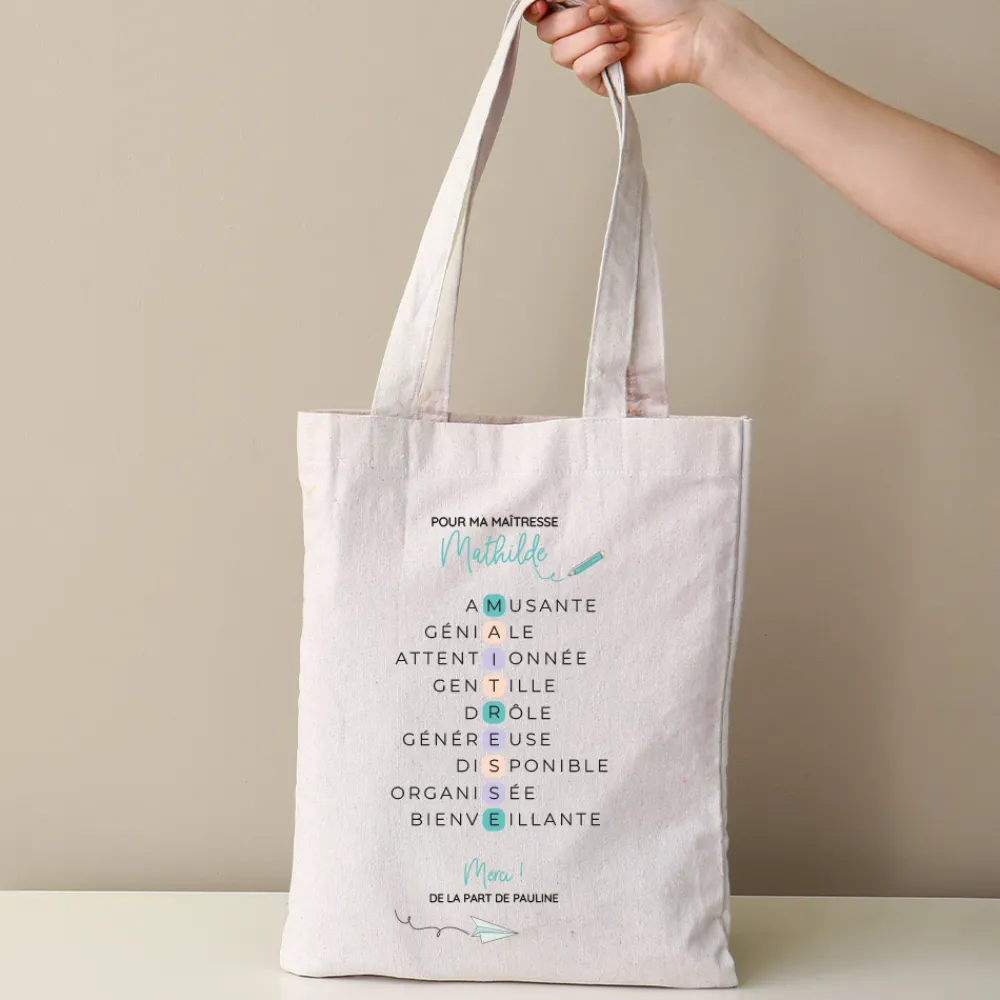 Tote bag personnalisé - Acrostiche Maitresse|Cadeaux.com Hot