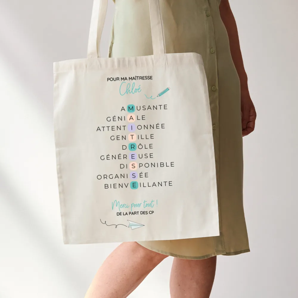 Tote bag personnalisé - Acrostiche Maitresse|Cadeaux.com Hot