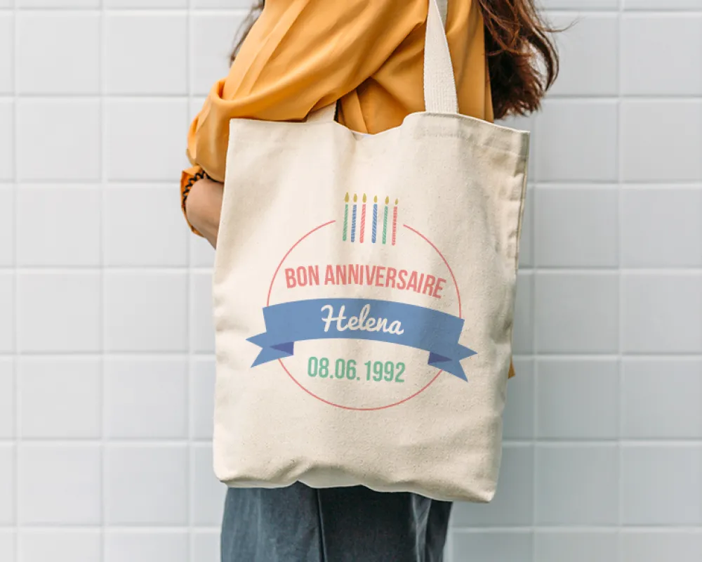 Tote bag personnalisé - Collection bougies d'anniversaire|Cadeaux.com New
