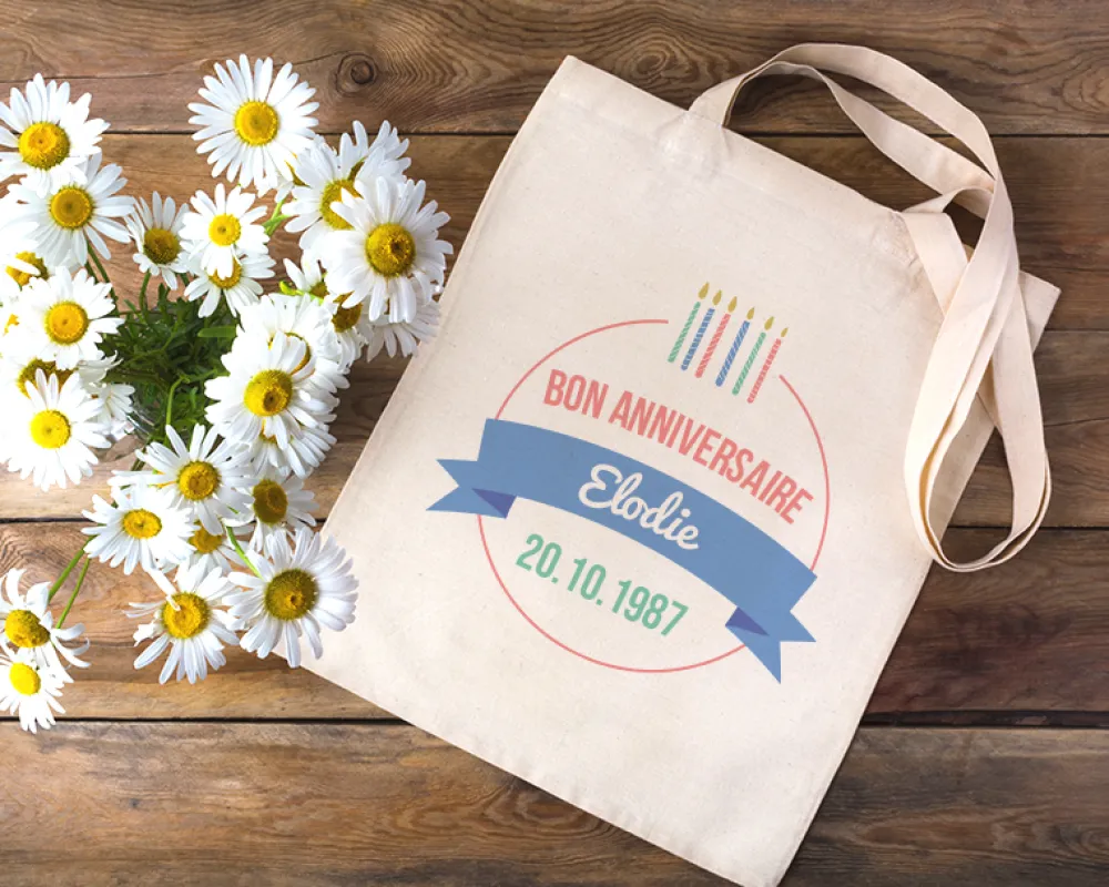 Tote bag personnalisé - Collection bougies d'anniversaire|Cadeaux.com New