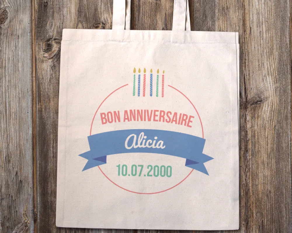 Tote bag personnalisé - Collection bougies d'anniversaire|Cadeaux.com New