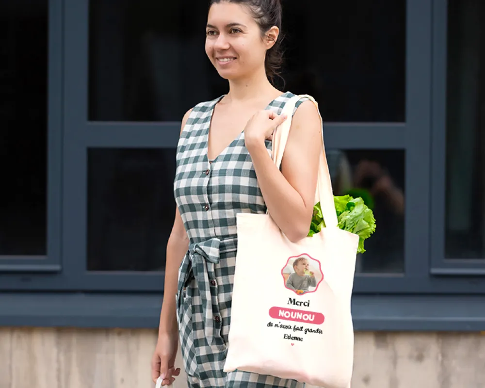 Tote bag personnalisé photo - Nounou|Cadeaux.com Best