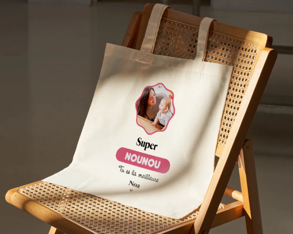 Tote bag personnalisé photo - Nounou|Cadeaux.com Best