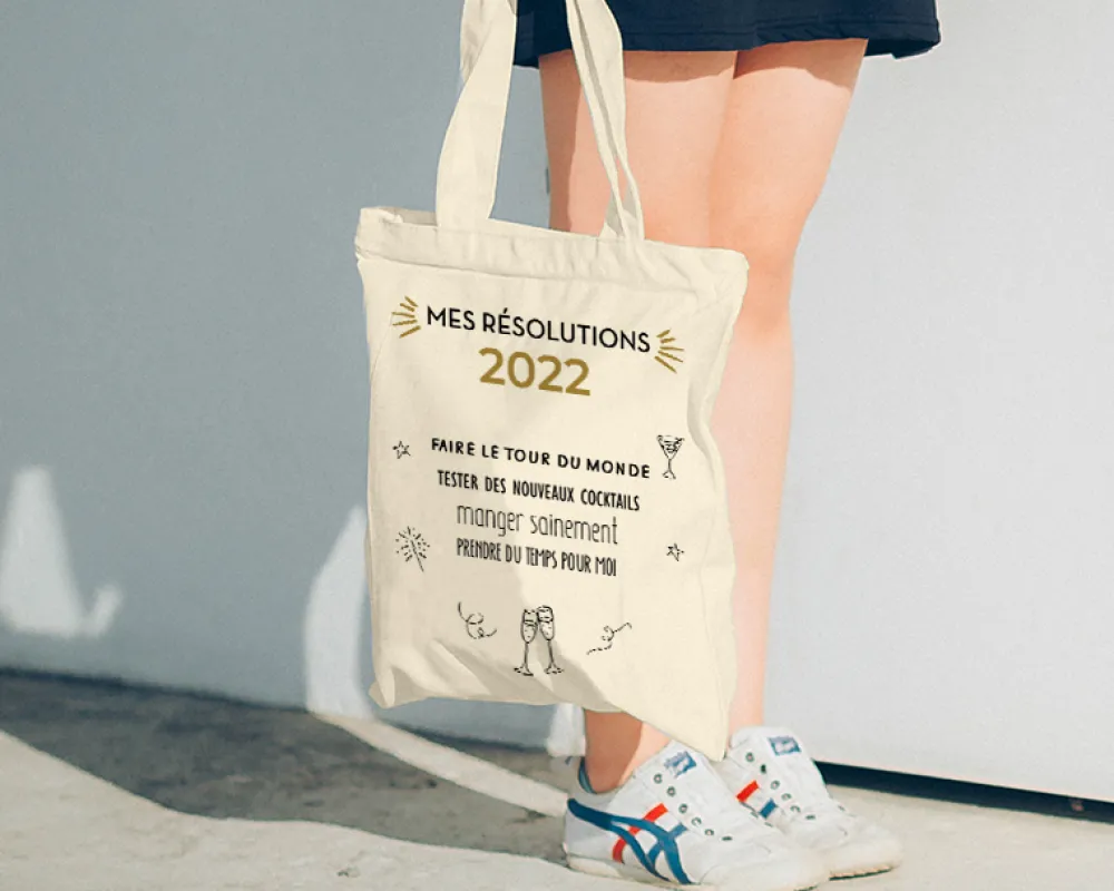 Tote Bag Personnalisable - Mes Résolutions - 100% coton naturel|Cadeaux.com Hot