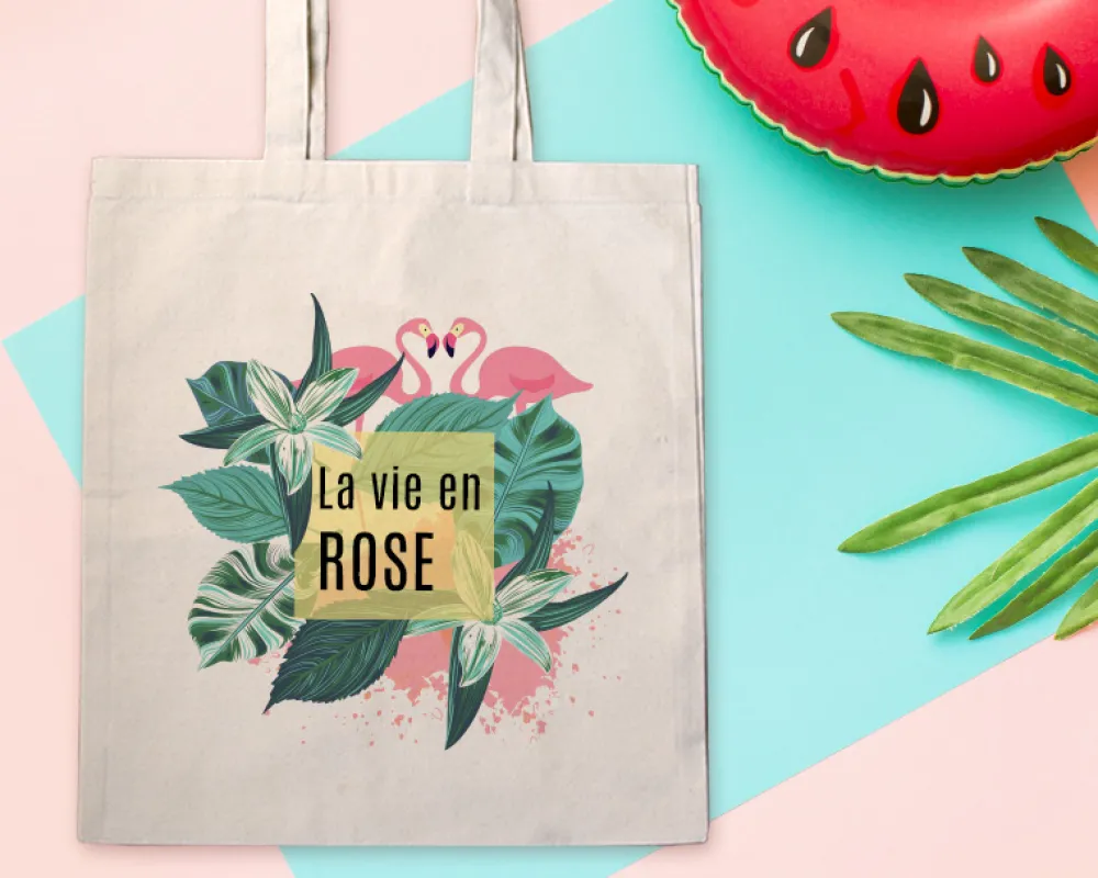 Tote bag Personnalisable - Flamant rose - 100% coton naturel|Cadeaux.com Hot