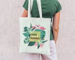 Tote bag Personnalisable - Flamant rose - 100% coton naturel|Cadeaux.com Hot