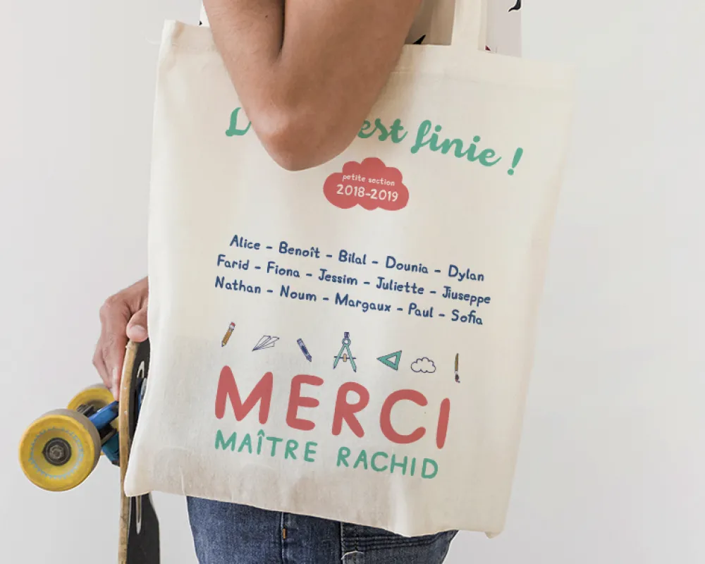 Tote bag Personnalisable - L'école est finie - 100% coton naturel|Cadeaux.com Best