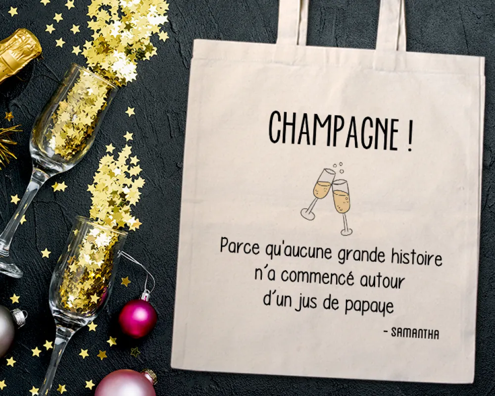 Tote bag Personnalisable - Champagne party - 100% coton naturel|Cadeaux.com Discount
