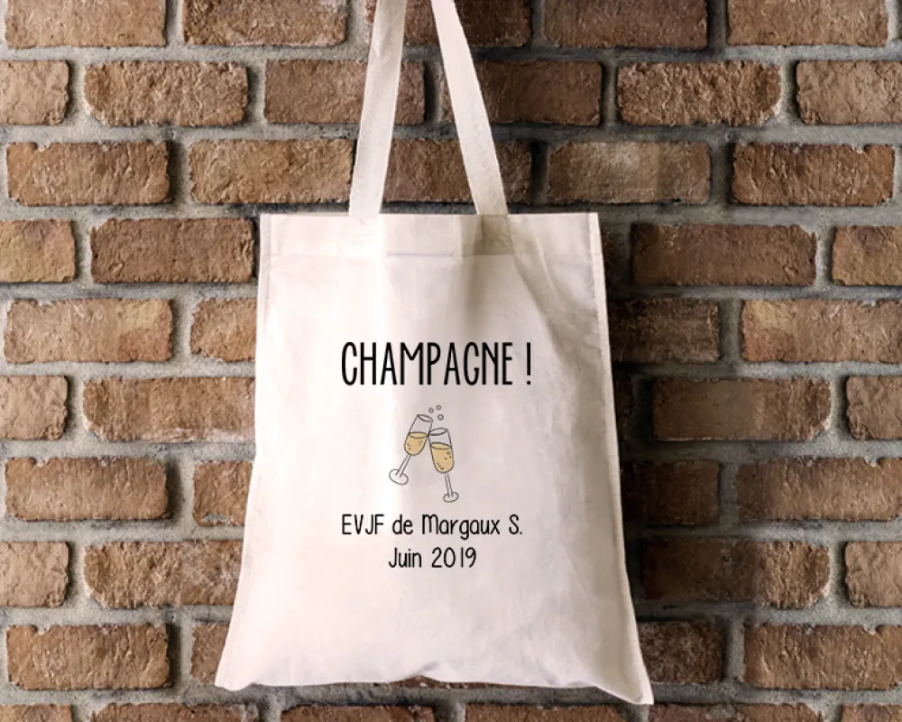 Tote bag Personnalisable - Champagne party - 100% coton naturel|Cadeaux.com Discount