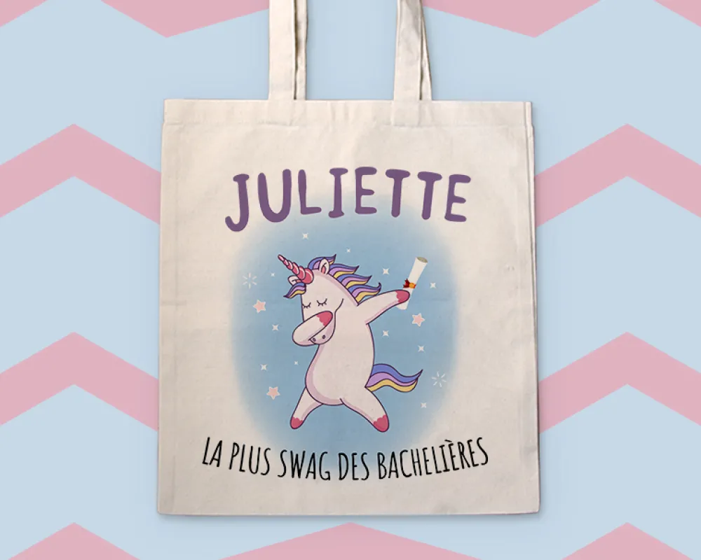 Tote bag Personnalisable - Licorne diplômée -100% coton naturel|Cadeaux.com New