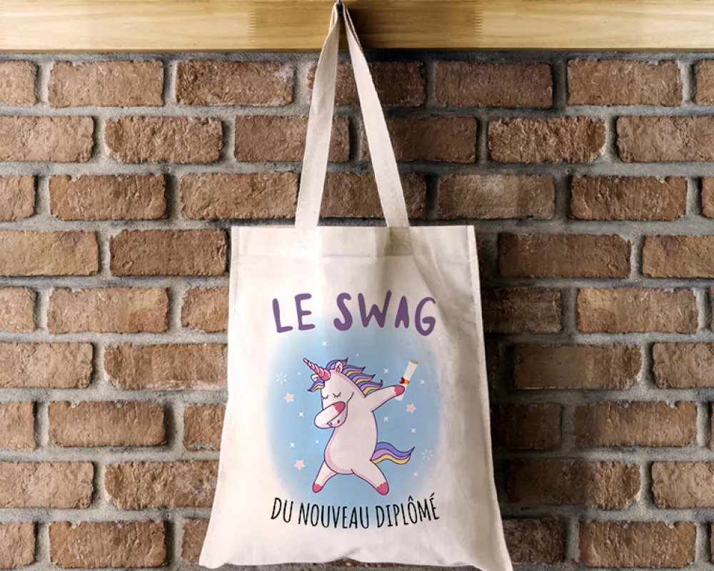 Tote bag Personnalisable - Licorne diplômée -100% coton naturel|Cadeaux.com New