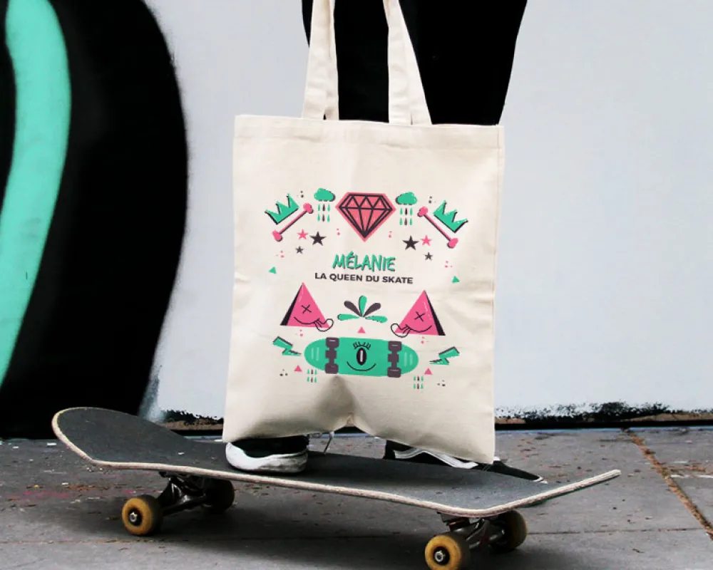 Tote bag Personnalisable - Skateboard - 100% coton naturel|Cadeaux.com Discount