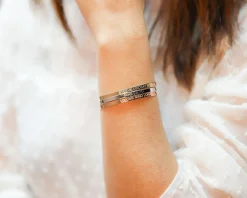 Trio de bracelets joncs personnalisés - Plaqué or, argent et argent rosé|Cadeaux.com Outlet