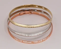 Trio de bracelets joncs personnalisés - Plaqué or, argent et argent rosé|Cadeaux.com Outlet