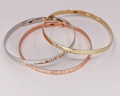 Trio de bracelets joncs personnalisés - Plaqué or, argent et argent rosé|Cadeaux.com Outlet