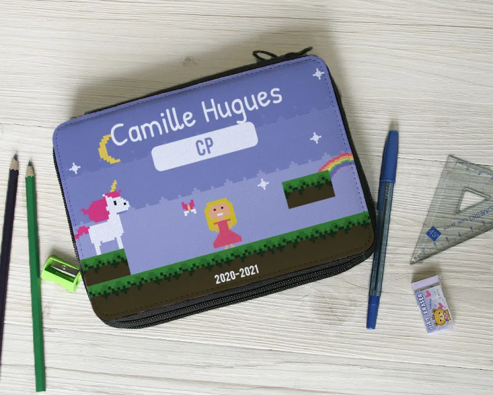 Trousse d'école avec fournitures - Collection Jeux Vidéo Retro - Version Fille|Cadeaux.com Hot