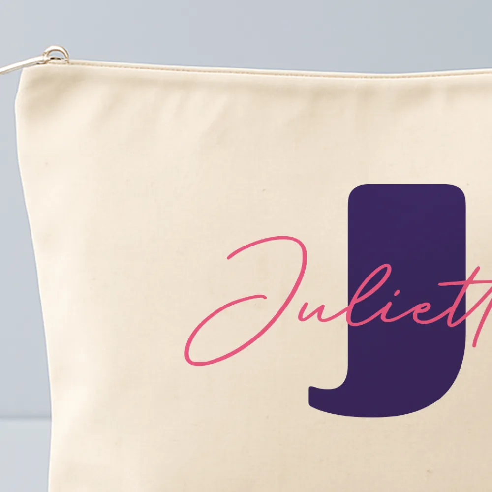 Trousse en coton personnalisée - Initiales|Cadeaux.com New