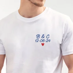 T-shirt homme personnalisé brodé - Coeur|Cadeaux.com