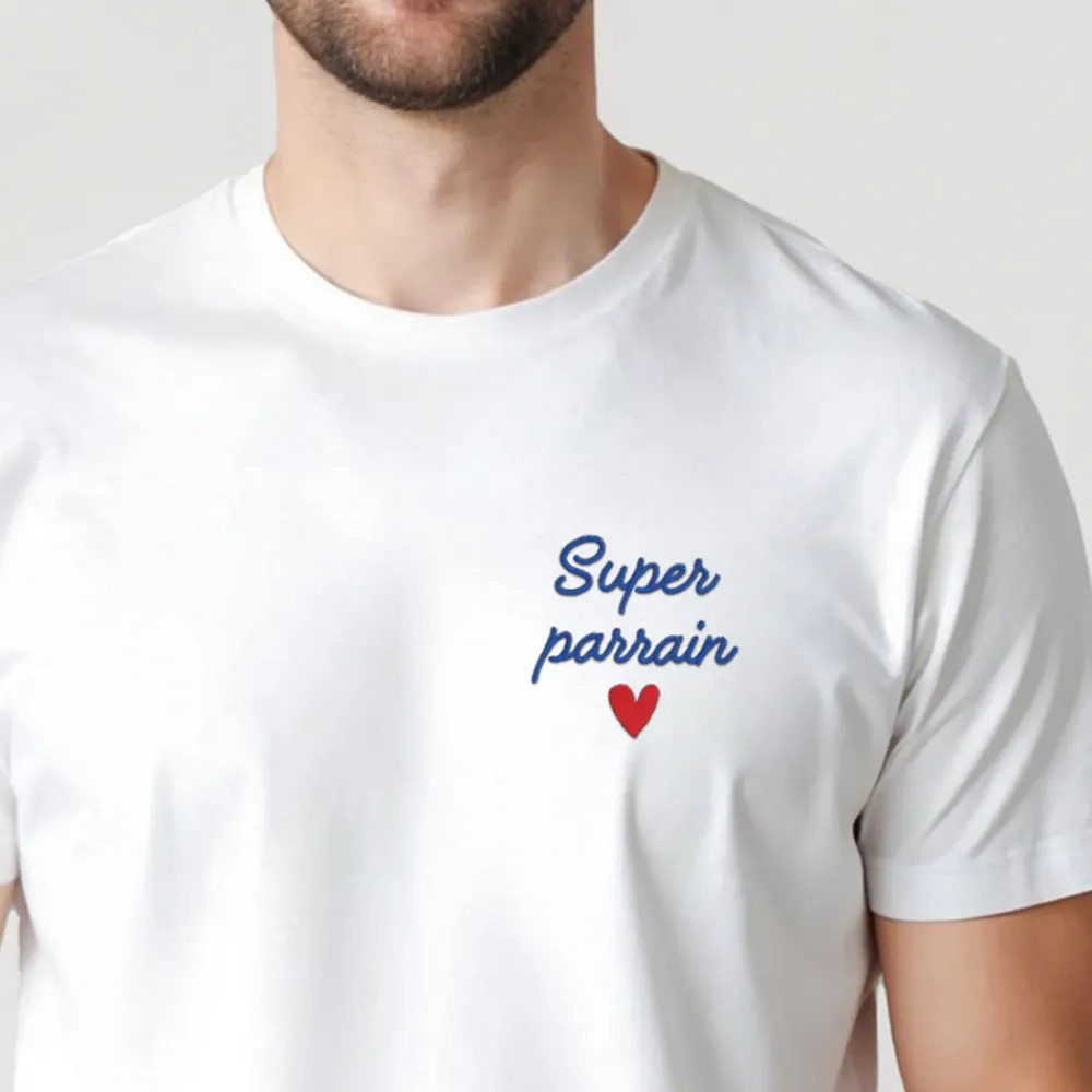 T-shirt homme personnalisé brodé - Coeur|Cadeaux.com