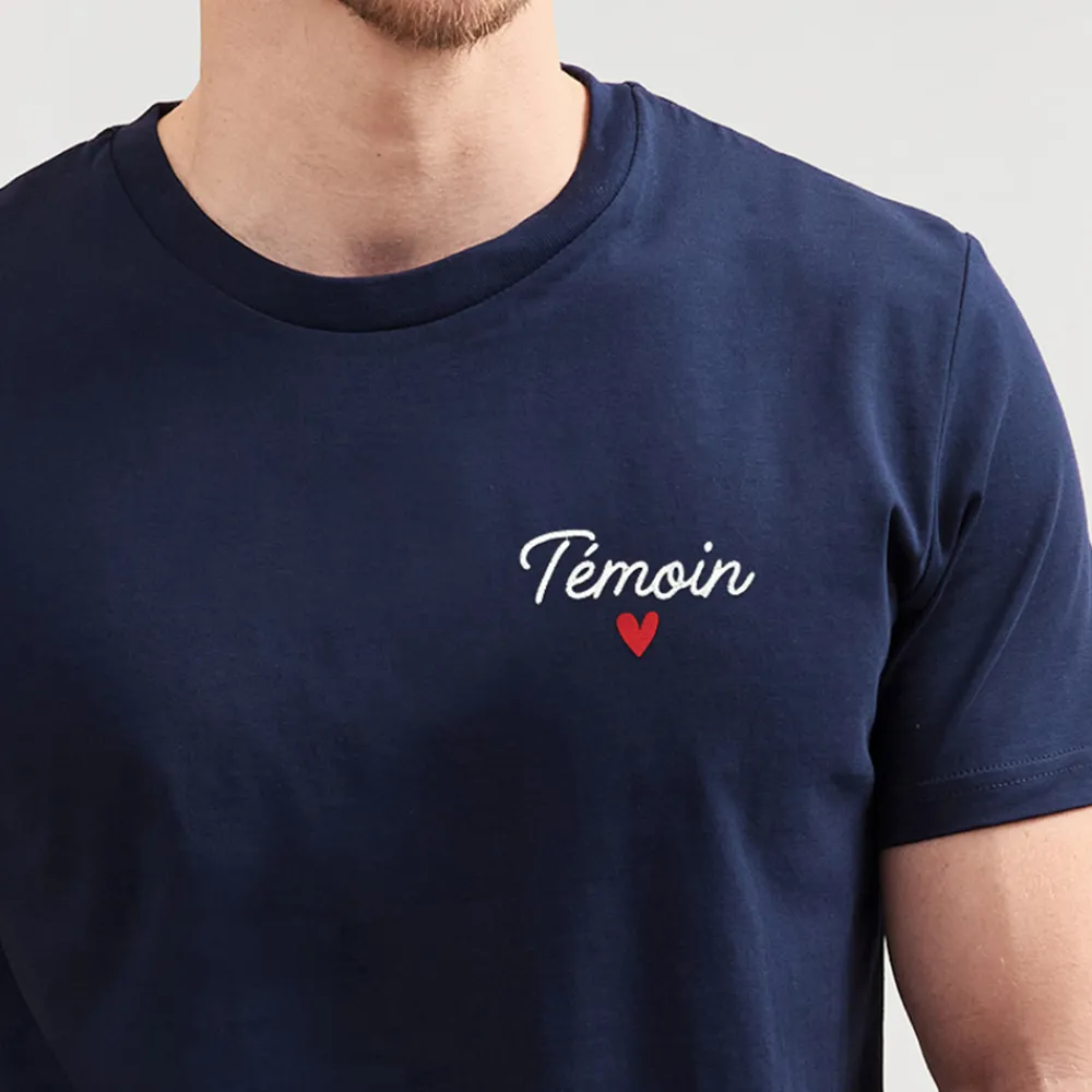 T-shirt homme personnalisé brodé - Coeur|Cadeaux.com