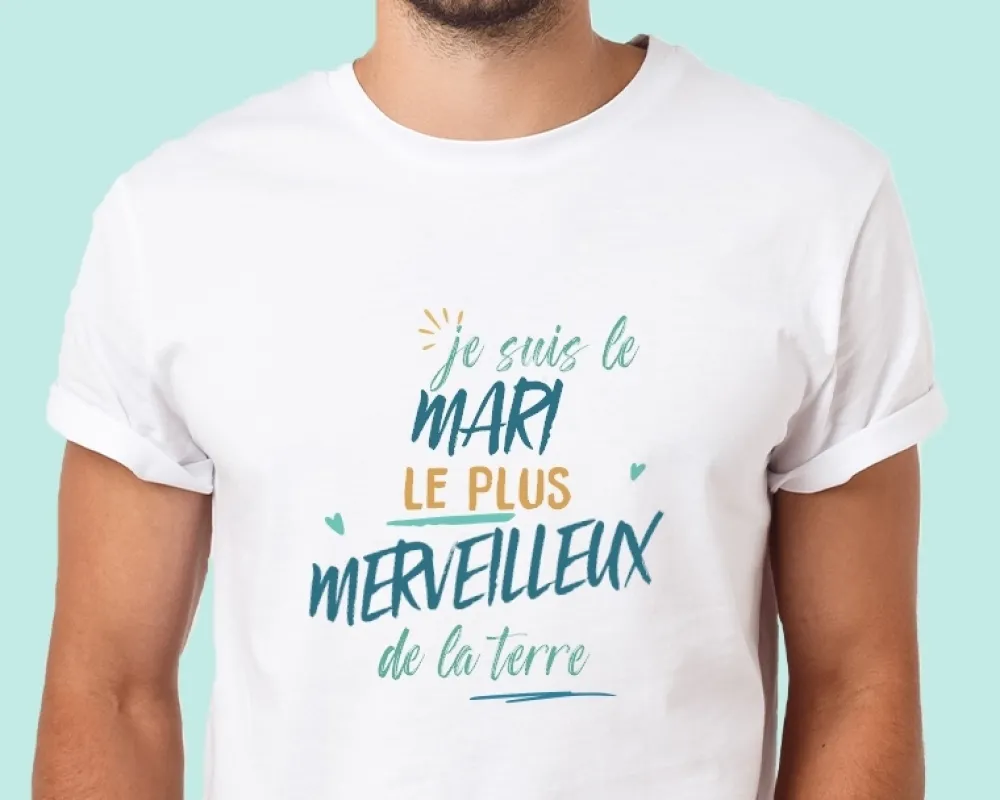 T-Shirt homme personnalisé : Mari le plus...|Cadeaux.com Discount