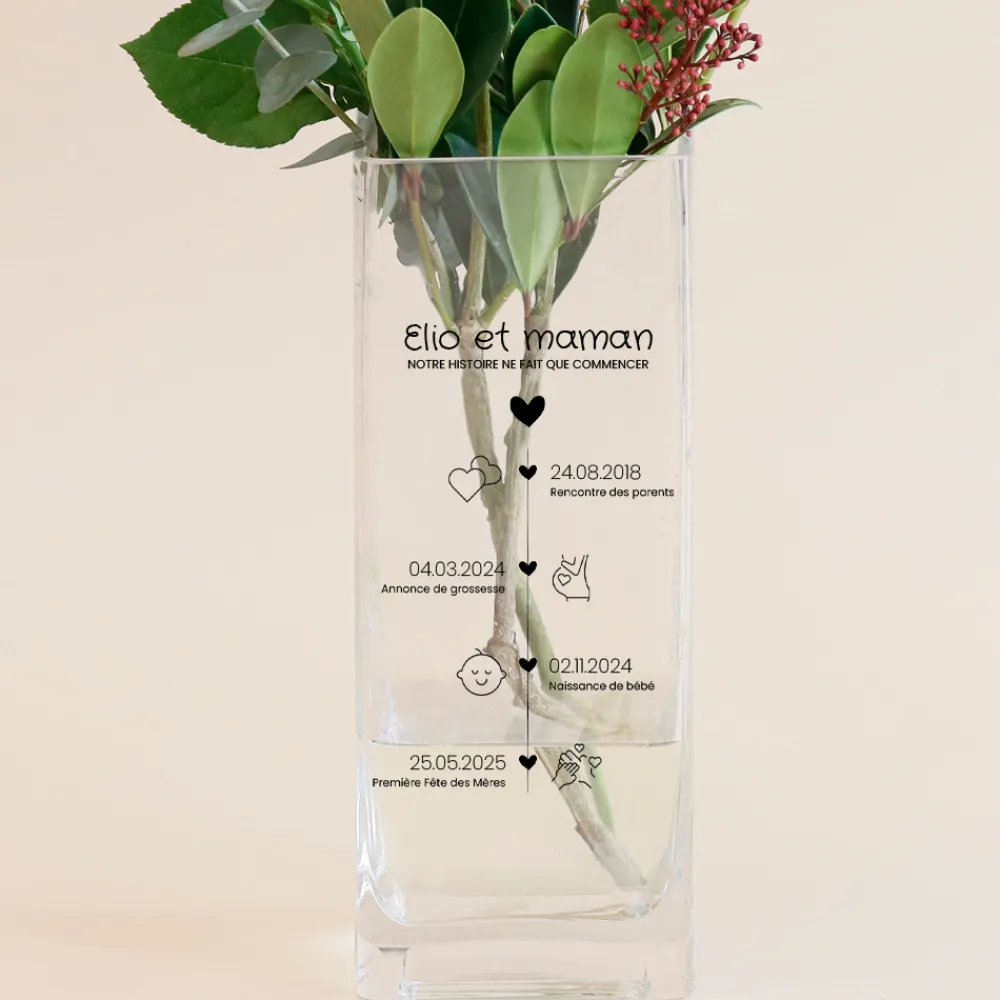 Vase cubique personnalisé - Ligne de Vie|Cadeaux.com Best