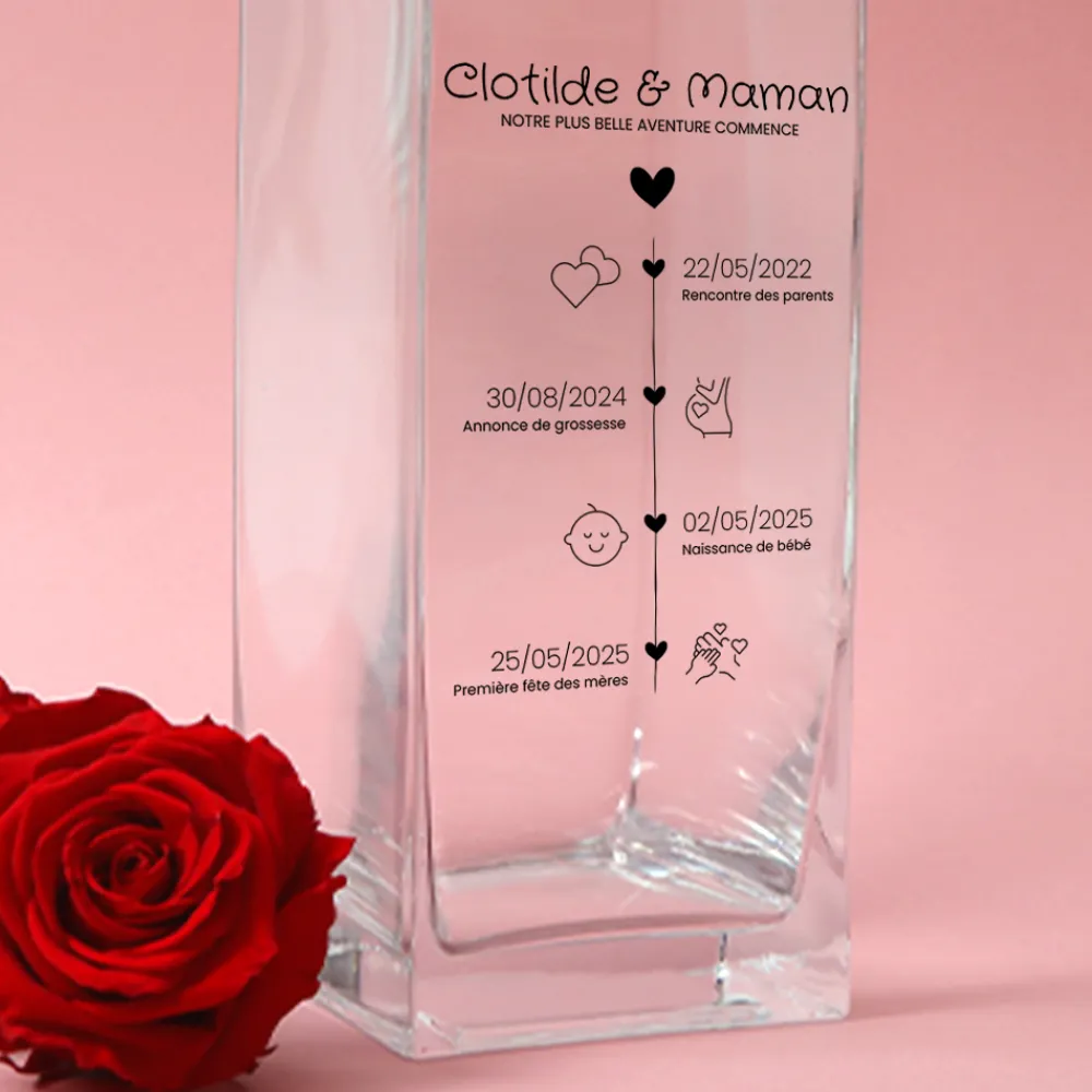 Vase cubique personnalisé - Ligne de Vie|Cadeaux.com Best