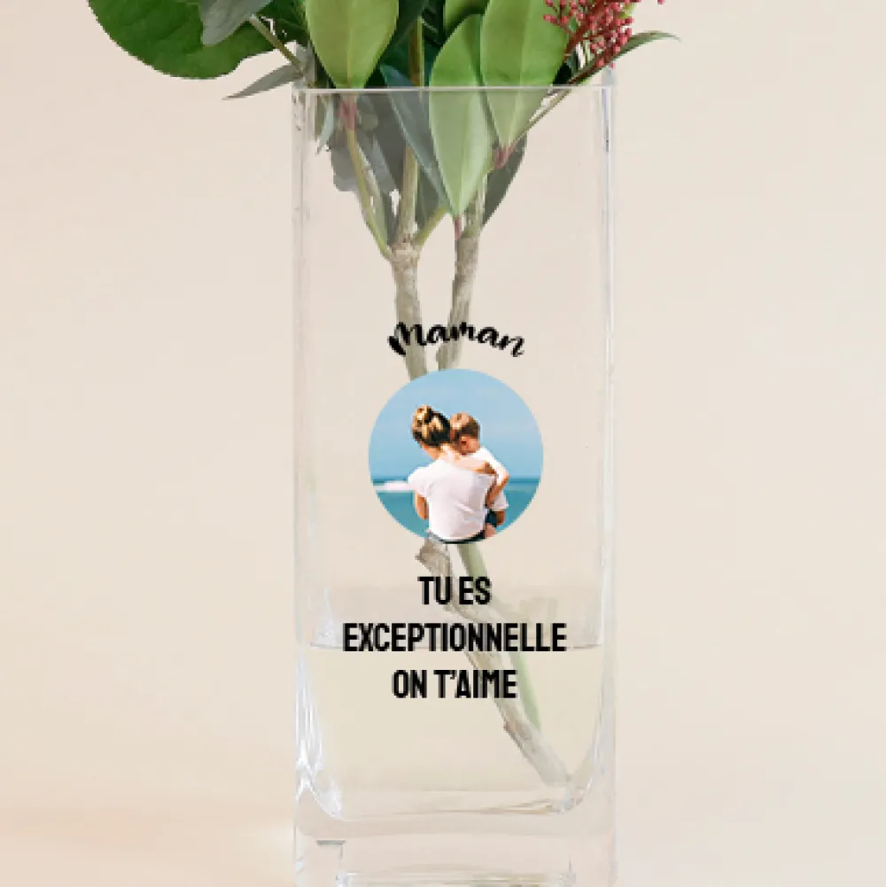 Vase personnalisé cubique - Photo|Cadeaux.com Online