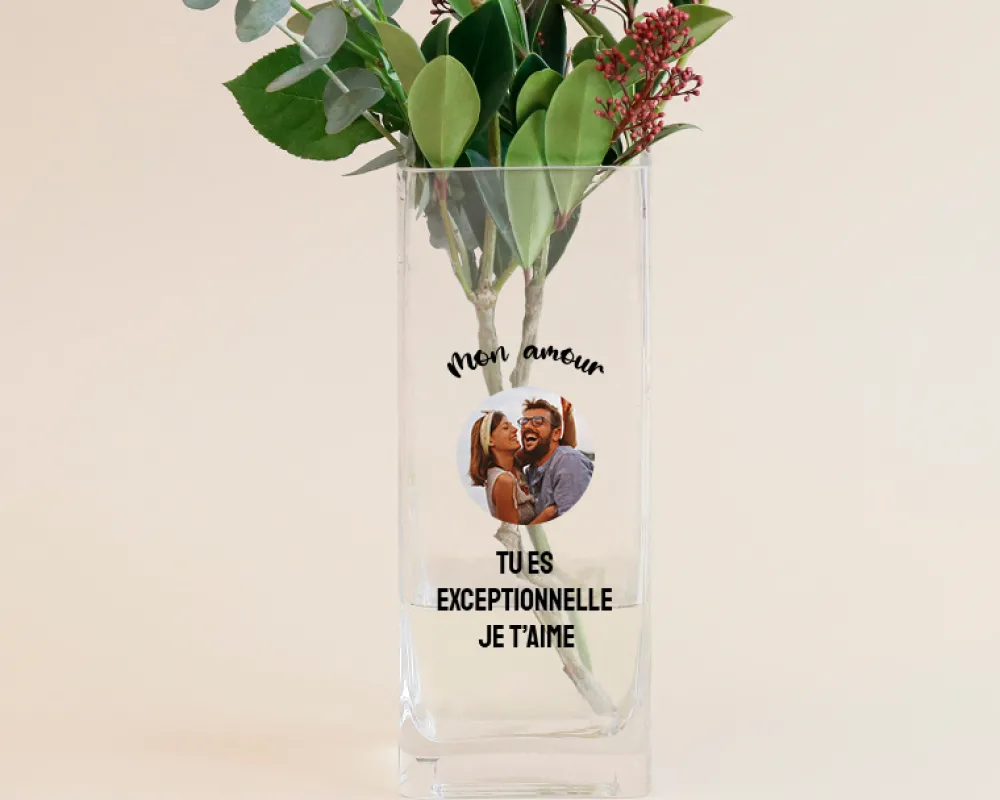 Vase personnalisé cubique - Photo|Cadeaux.com Online
