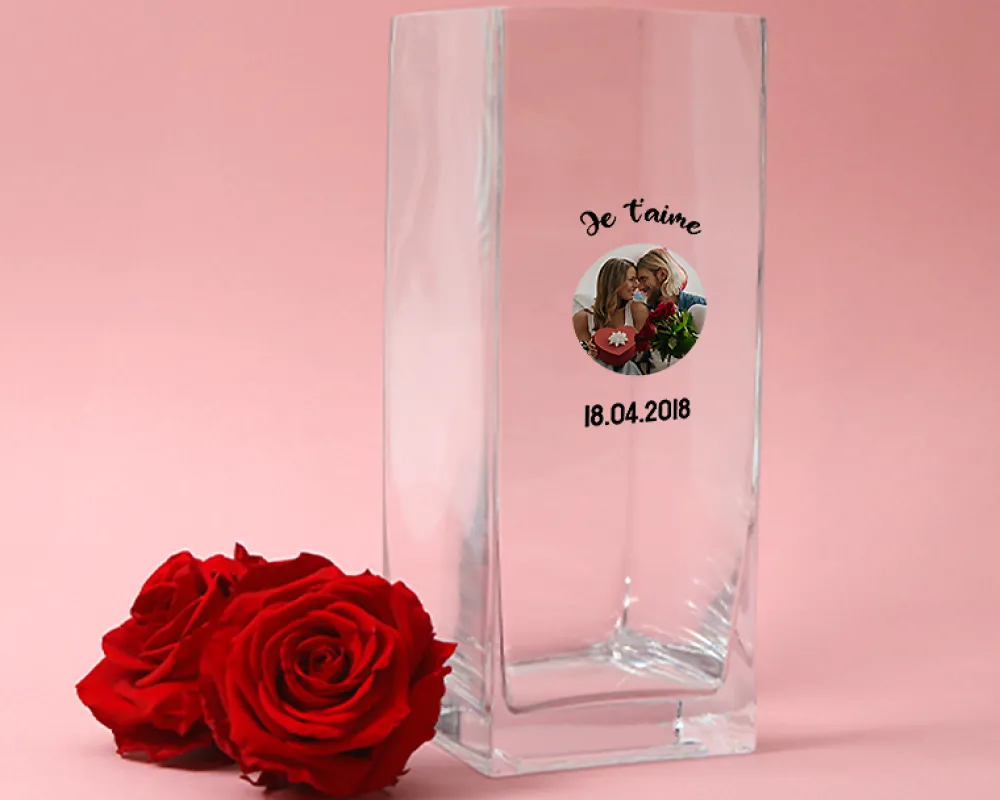 Vase personnalisé cubique - Photo|Cadeaux.com Online