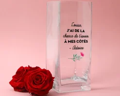 Vase personnalisé cubique - Message|Cadeaux.com New