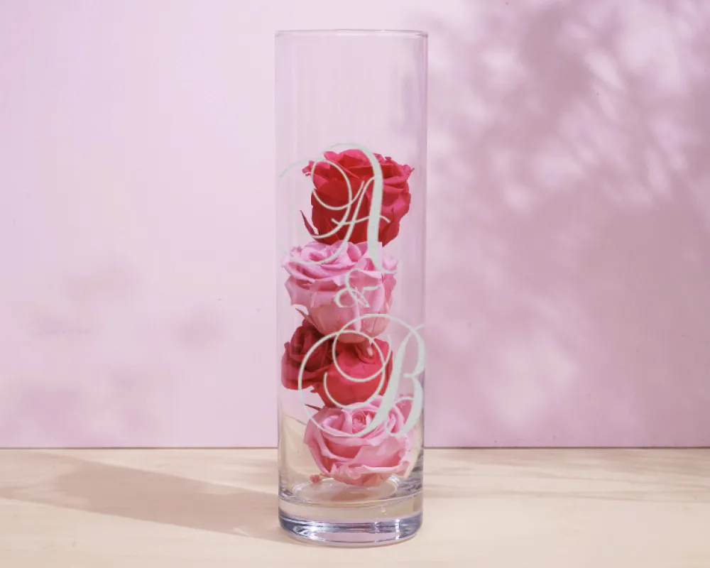Vase personnalisé cylindrique - Initiales|Cadeaux.com