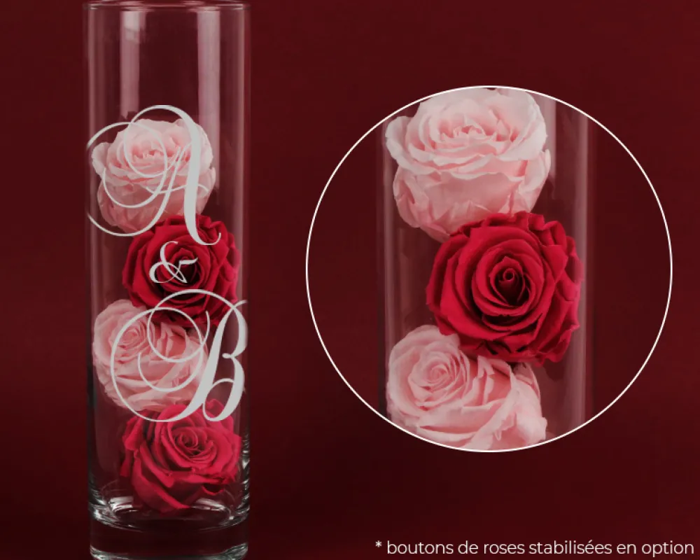 Vase personnalisé cylindrique - Initiales|Cadeaux.com