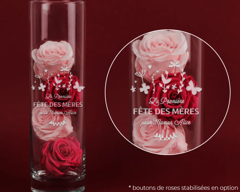 Vase personnalisé cylindrique - Première Fête des Mères|Cadeaux.com New