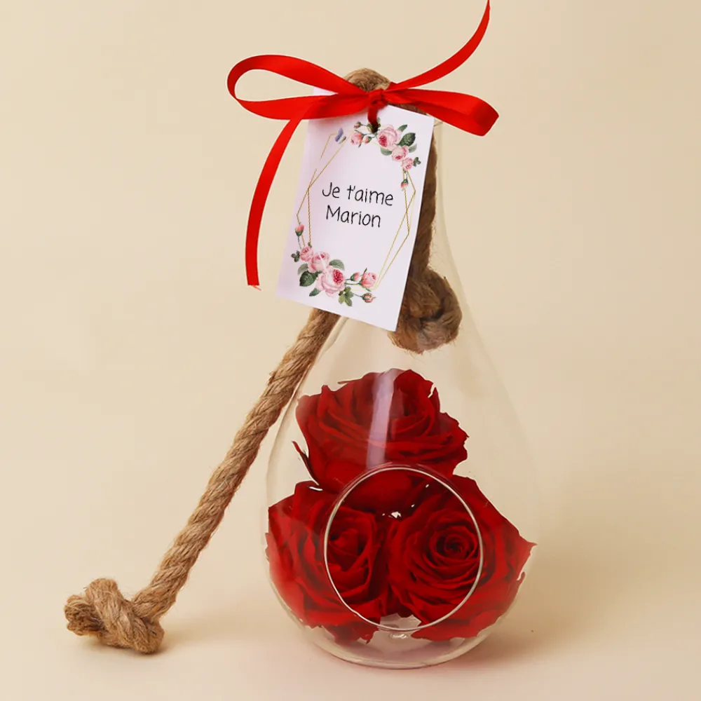 Vase suspendu avec roses éternelles - Message personnalisé|Cadeaux.com Online