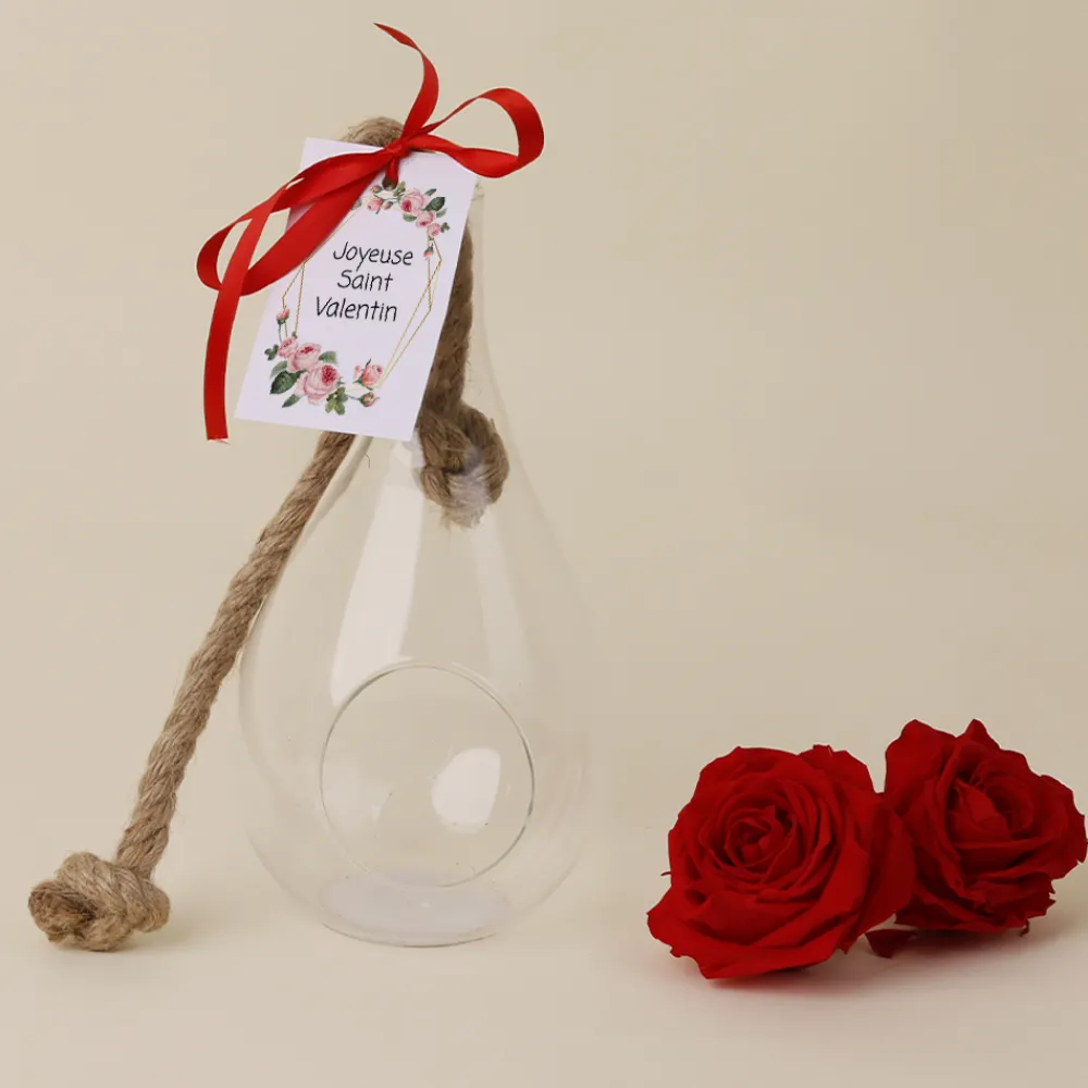 Vase suspendu avec roses éternelles - Message personnalisé|Cadeaux.com Online