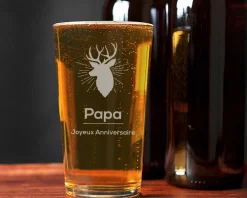 Verre à bière personnalisé prénom- Cerf|Cadeaux.com