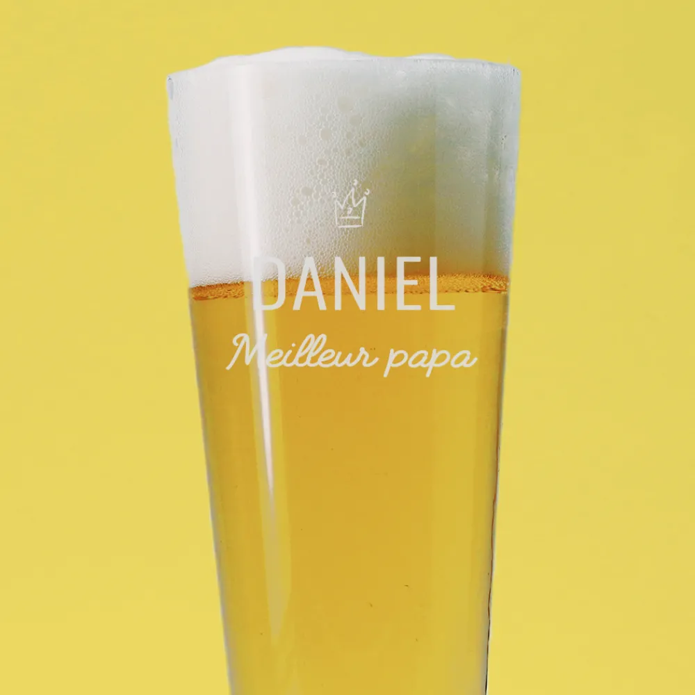 Verre à bière personnalisé flûte - Prénom et message|Cadeaux.com Online
