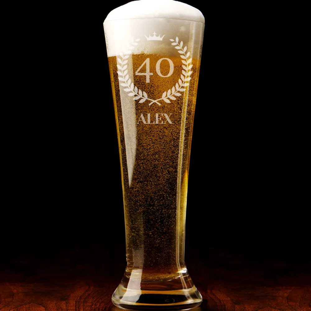 Verre à bière personnalisé flûte - Lauriers|Cadeaux.com